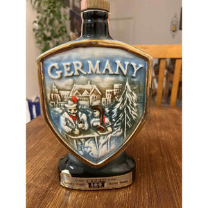 Jim Beam 1970 Regal China Decanter Germany Shield w/ East & West Map Vintage*